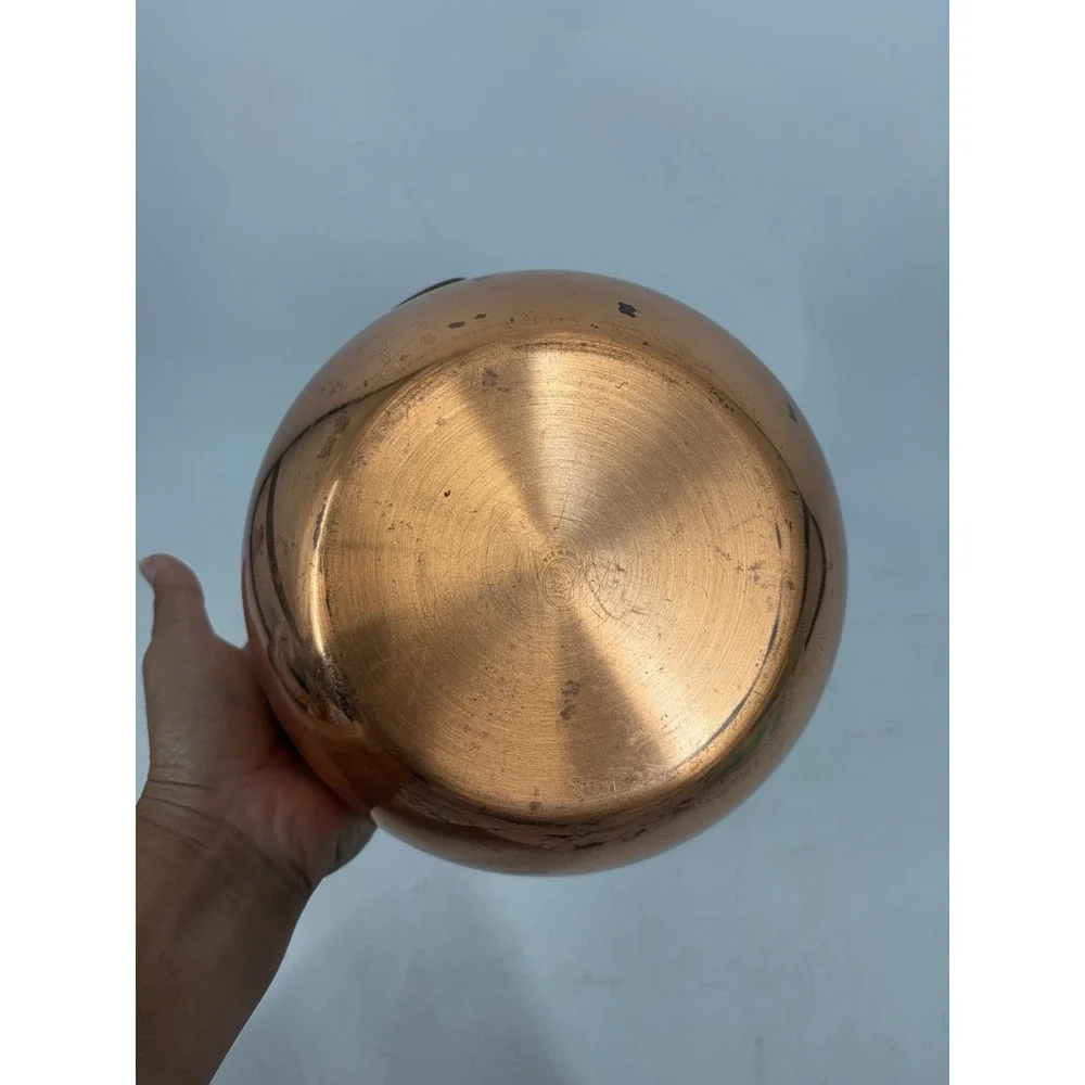 Vintage Copper Craft Guild Copper Mixing Bowl Brass Ring Handles Made USA